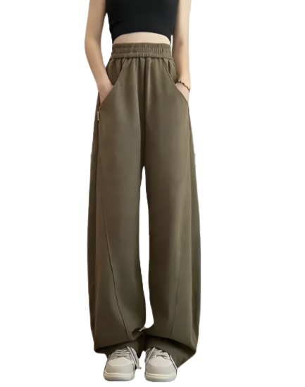 Women’s High Waist Straight Leg Loose Fit Cotton Trouser Sweatpants CARGO -06