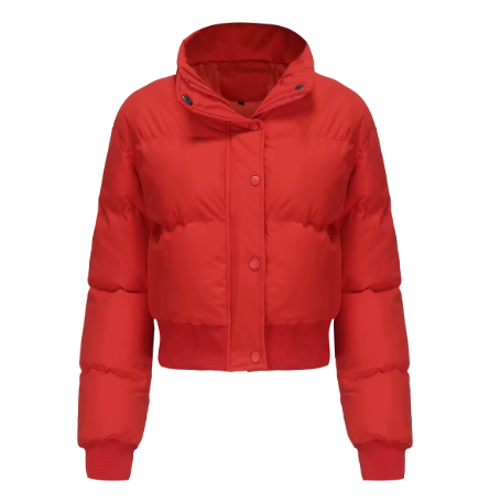 Women’s Trendy Quilted Long Sleeve Stand Collar Zipper Button Closure JACKET - JKT-01