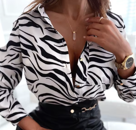 Long Sleeve Striped Collar Shirt for Women –BL45