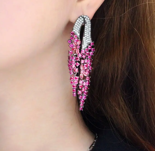 Elegant Cubic Zirconia Long Dangle Drop Earrings for Women - CZ-Earring- ER - 34