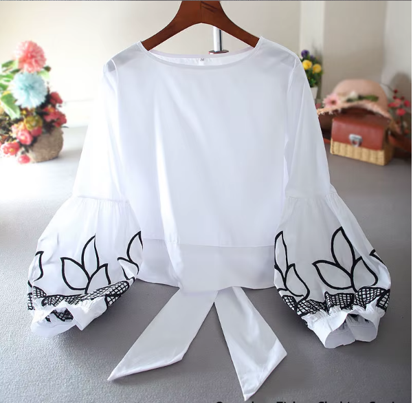 Trendy & Elegant O-neck Printed Lantern Sleeve Tops for Women - SM-9 - TOP -34
