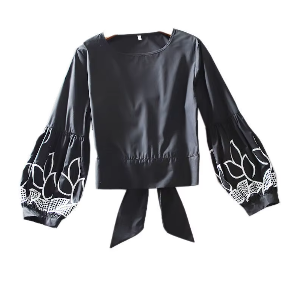 Trendy & Elegant O-neck Printed Lantern Sleeve Tops for Women - SM-9 - TOP -34