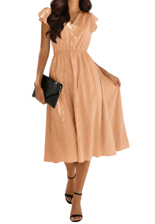 Elegant & Comfortable Short Sleeve V-neck DRESS-B108