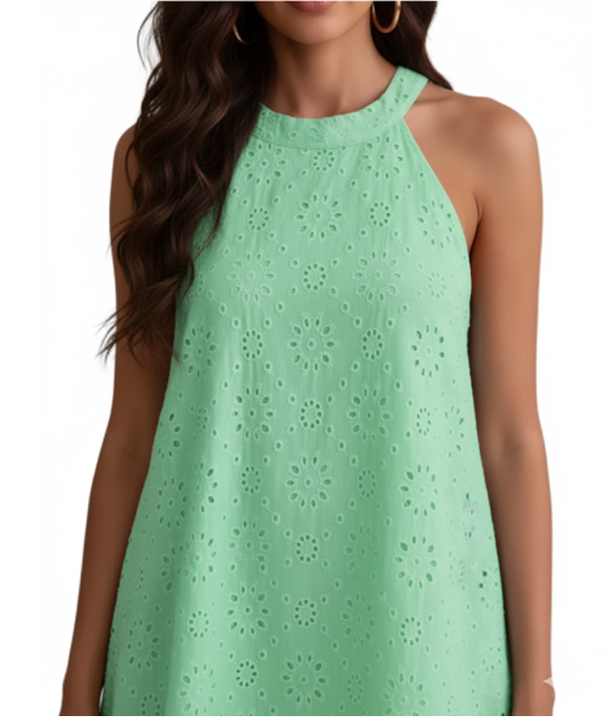Embroidered Sleeveless Round-neck Midi Dress for Women – BL31
