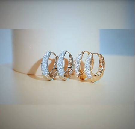 Gorgeous Micro Inlay Cubic Zirconia Gold Color Elegant Hoop Earrings for Women - CZ-Earring- ER - 05