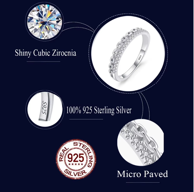 Micro Pave Cubic Zirconia 925 Sterling Silver RING RG -28