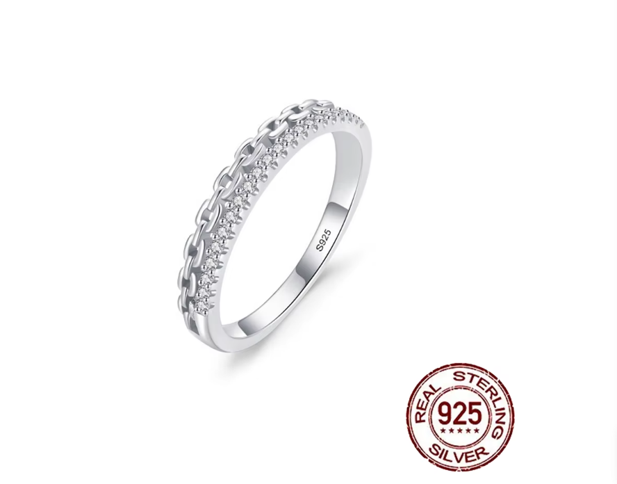 Micro Pave Cubic Zirconia 925 Sterling Silver RING RG -28