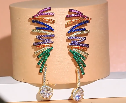 Micro Pave Cubic Zirconia Stones Geometric Luxury Long Dangle Drop Earrings for Women - CZ-Earring- ER - 63