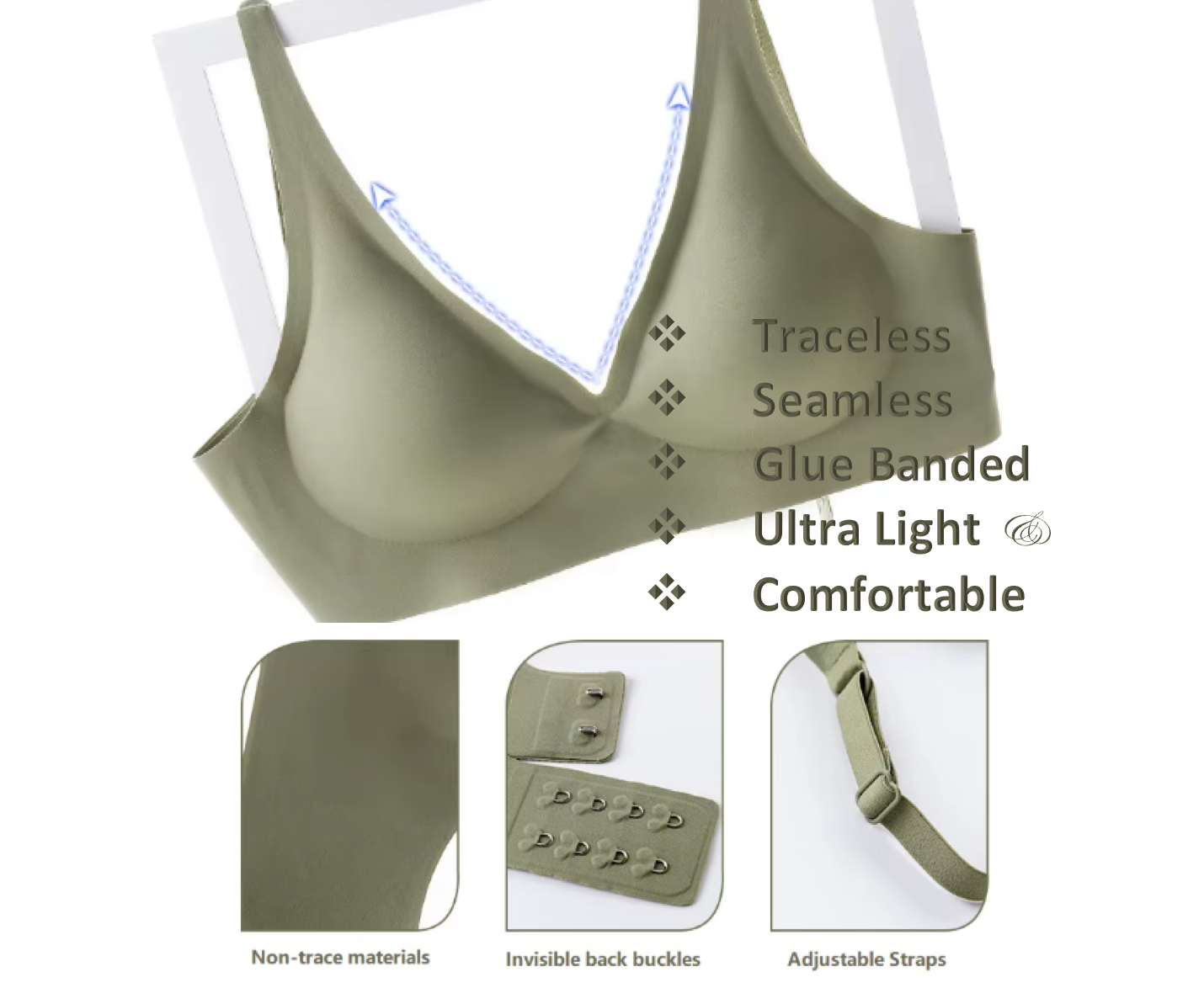 Pack of 2 - High Quality Seamless Invisible One-piece Wireless Bra - UGS-01-BRA-10