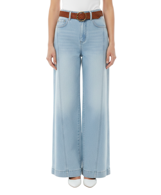 Trendy & Timeless High Waist Straight Leg with Belt Lace Women's Jeans - B6-JP-632
