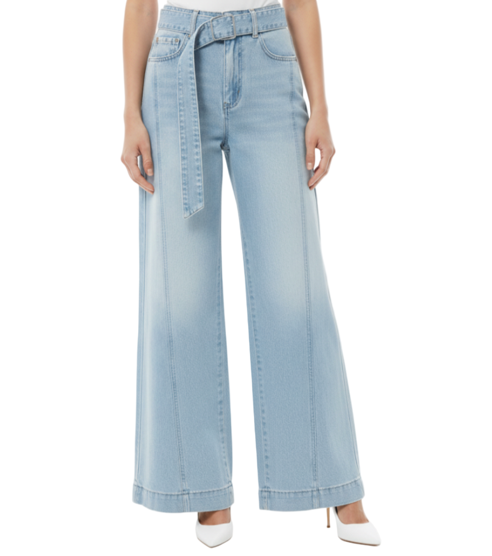 Trendy & Timeless High Waist Straight Leg with Belt Lace Women's Jeans - B6-JP-632