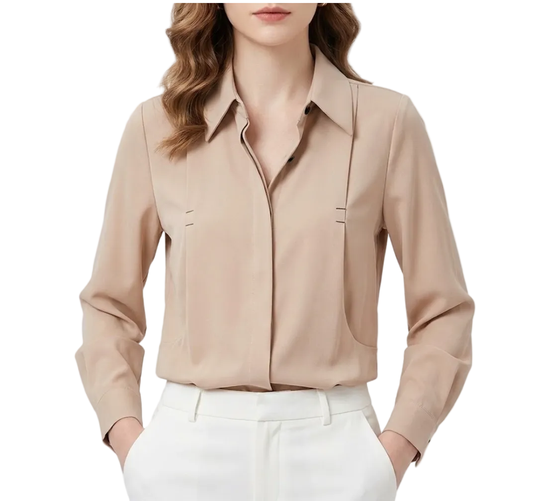 Trendy & Timeless Long Sleeve Collar Dress Shirts for Women - B15-TOP-37