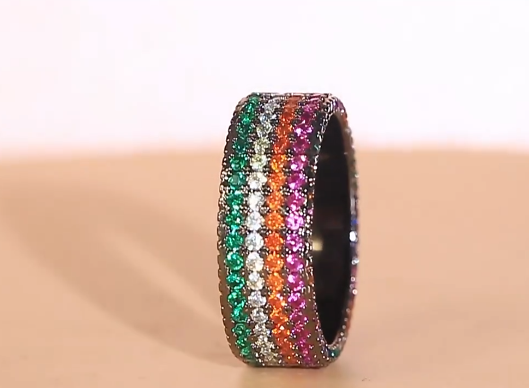 Trendy Genuine 3A Full Cubic Zirconia Paved Multicolor RING RG-11