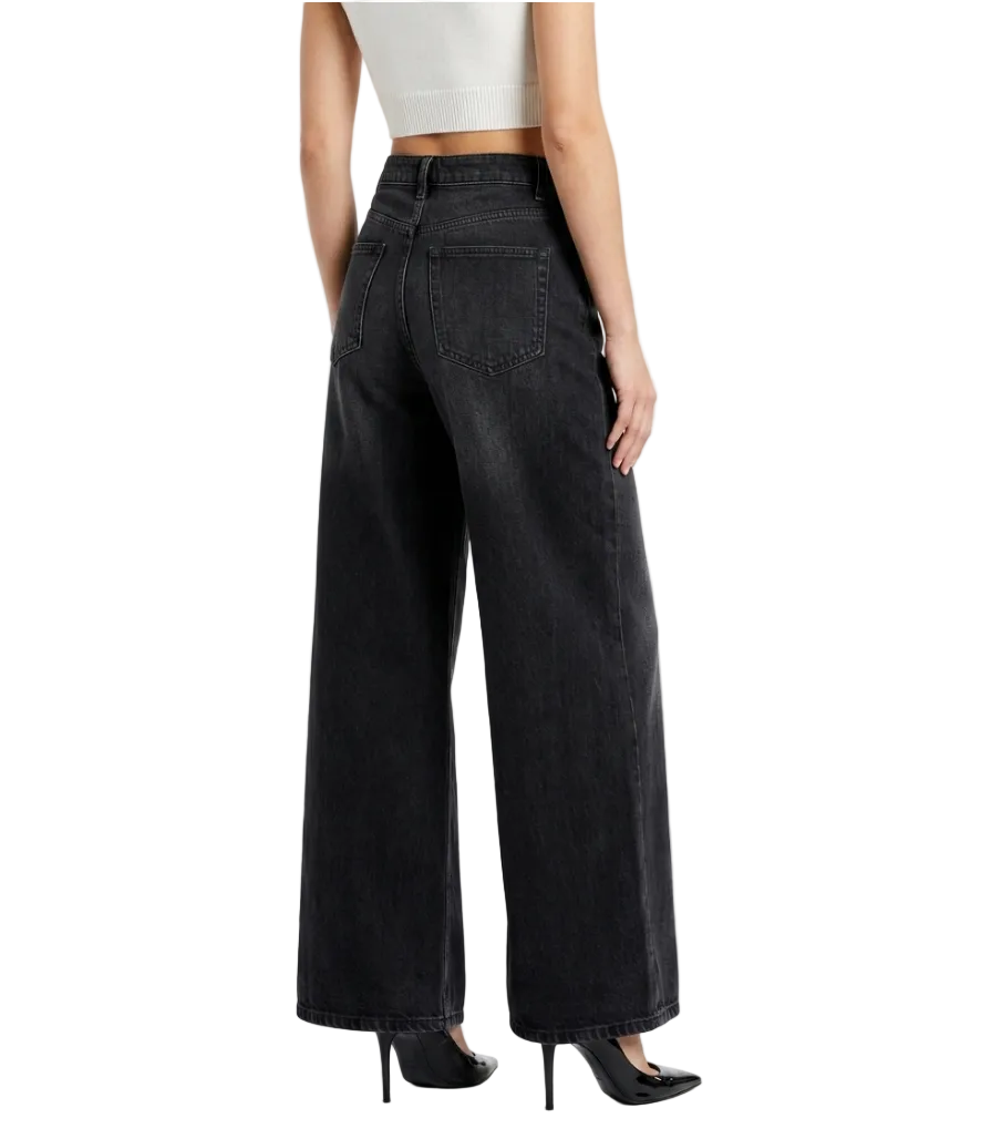 Trendy & Elegant Embroidered High Waist Wide Leg Jeans for Women - B6-JP-674