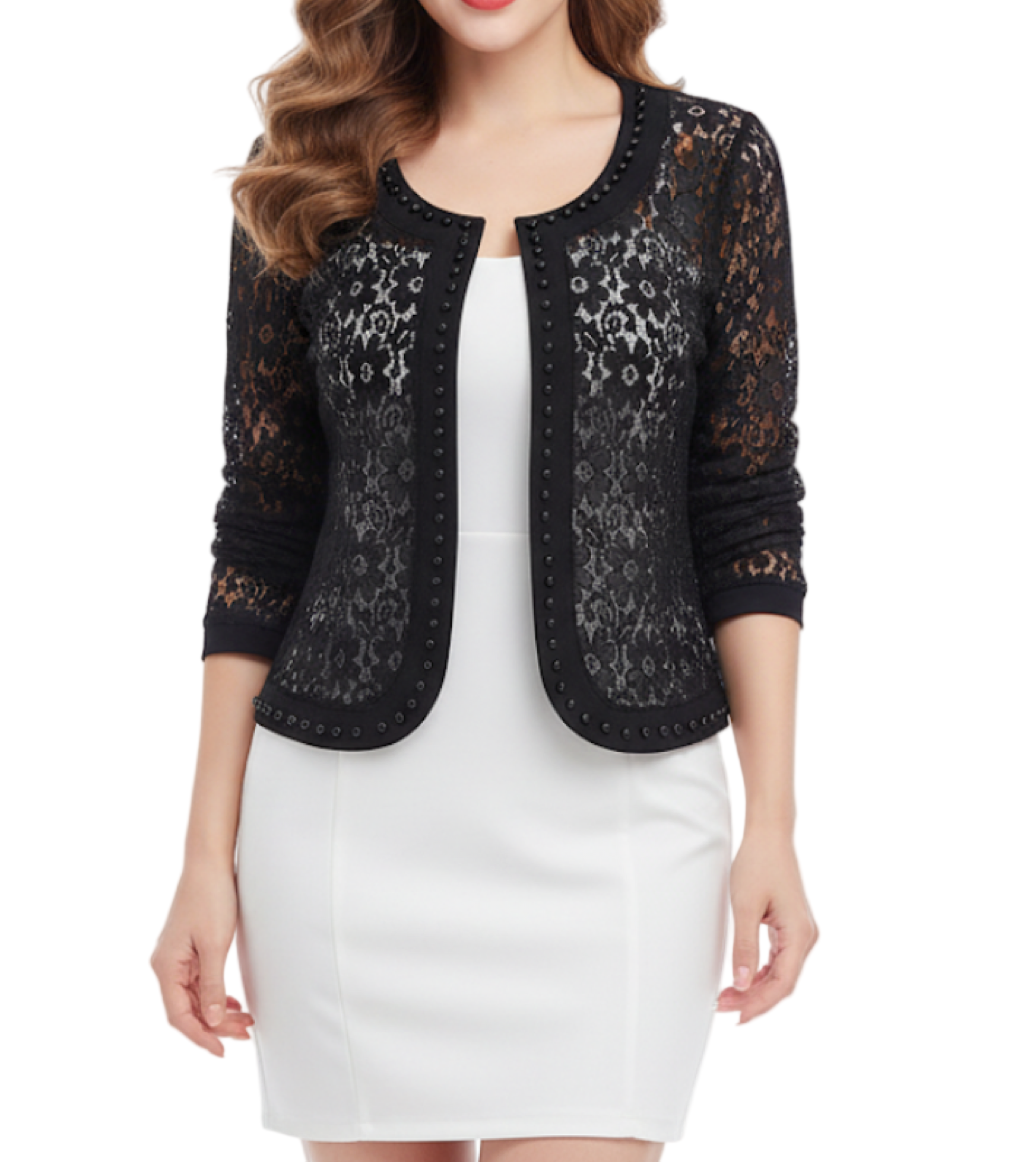 Trendy & Elegant Long Sleeve Lace Outerwear Jacket Tops for Women - SM-9 - JKT -23