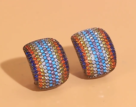 Unique Micro Pave Cubic Zircon Stone Stud Earrings For Women - CZ-Earring- ER - 118