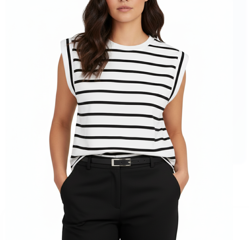 WOMEN’S O-neck Sleeveless Cover Shoulder Loose Fit Top SHIRT-BL124