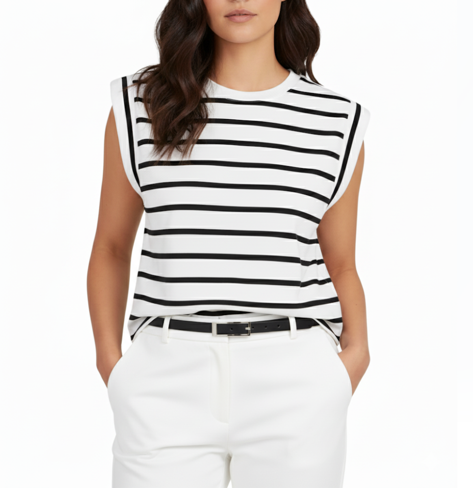 WOMEN’S O-neck Sleeveless Cover Shoulder Loose Fit Top SHIRT-BL124
