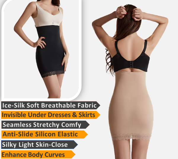 Women's High Waisted Half Slip Belly Flatten Underskirt Waist Slimmer Tummy Control Underdress Body Shaper - UGS-01-SLP-02