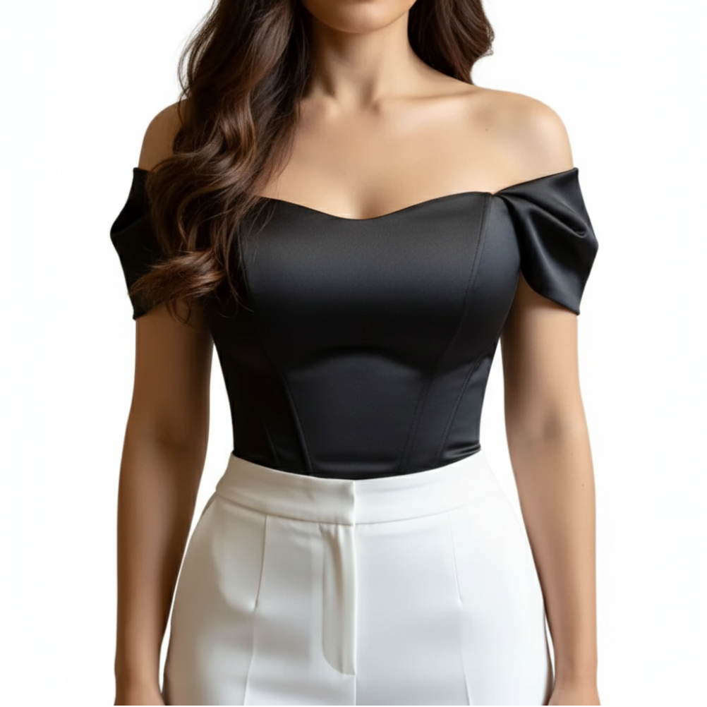 Women’s Slim fit Satin Vest Off Shoulder BLOUSE SHIRT -BL103