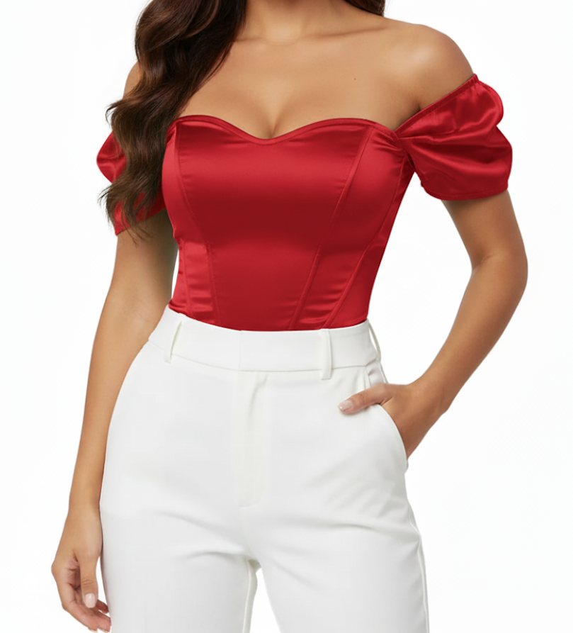 Women’s Slim fit Satin Vest Off Shoulder BLOUSE SHIRT -BL103
