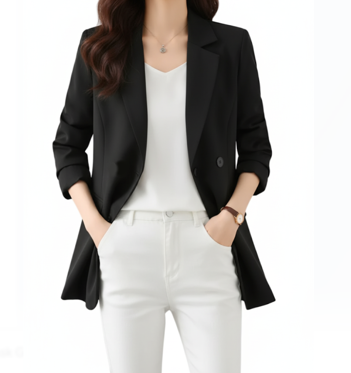 Women’s Trendy Lapel V-neck Long Sleeve BLAZER-BLZ-04