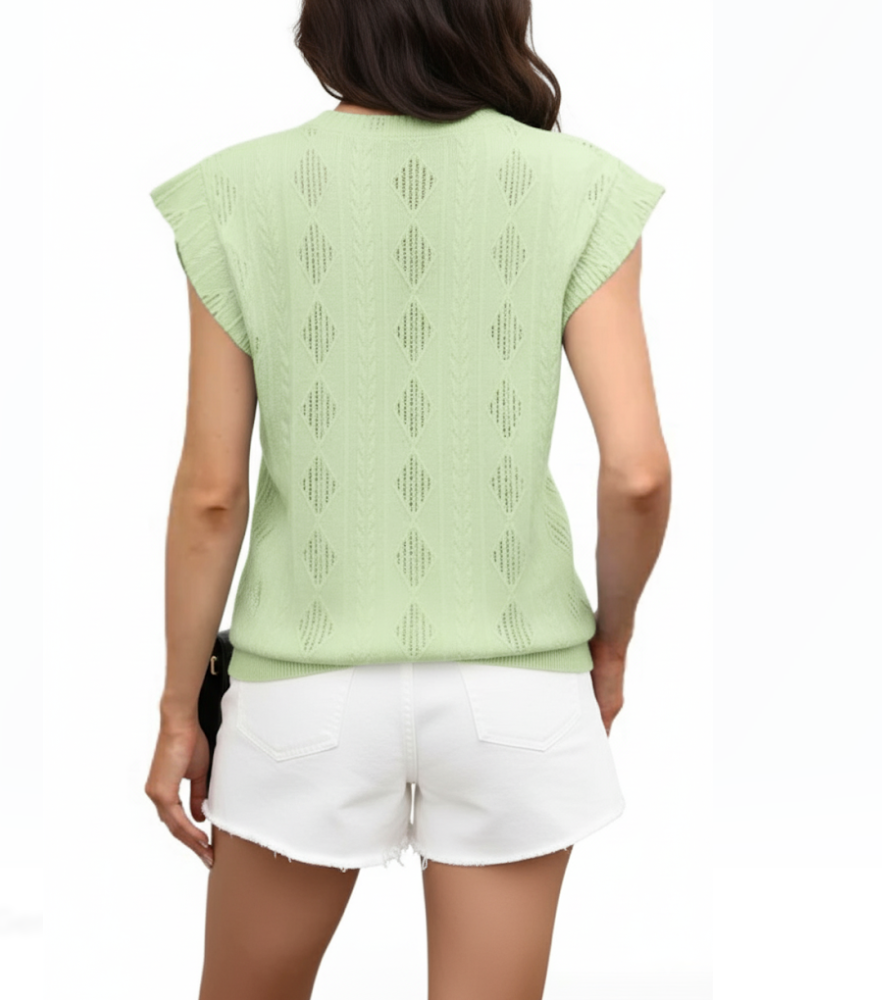 Women's Trendy Self-Embroidered O-neck Blouse SHIRT-BL113