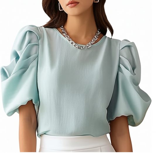 Trendy & Timeless Bubble Sleeve Chiffon Women's Blouse -B6-TOP-B631