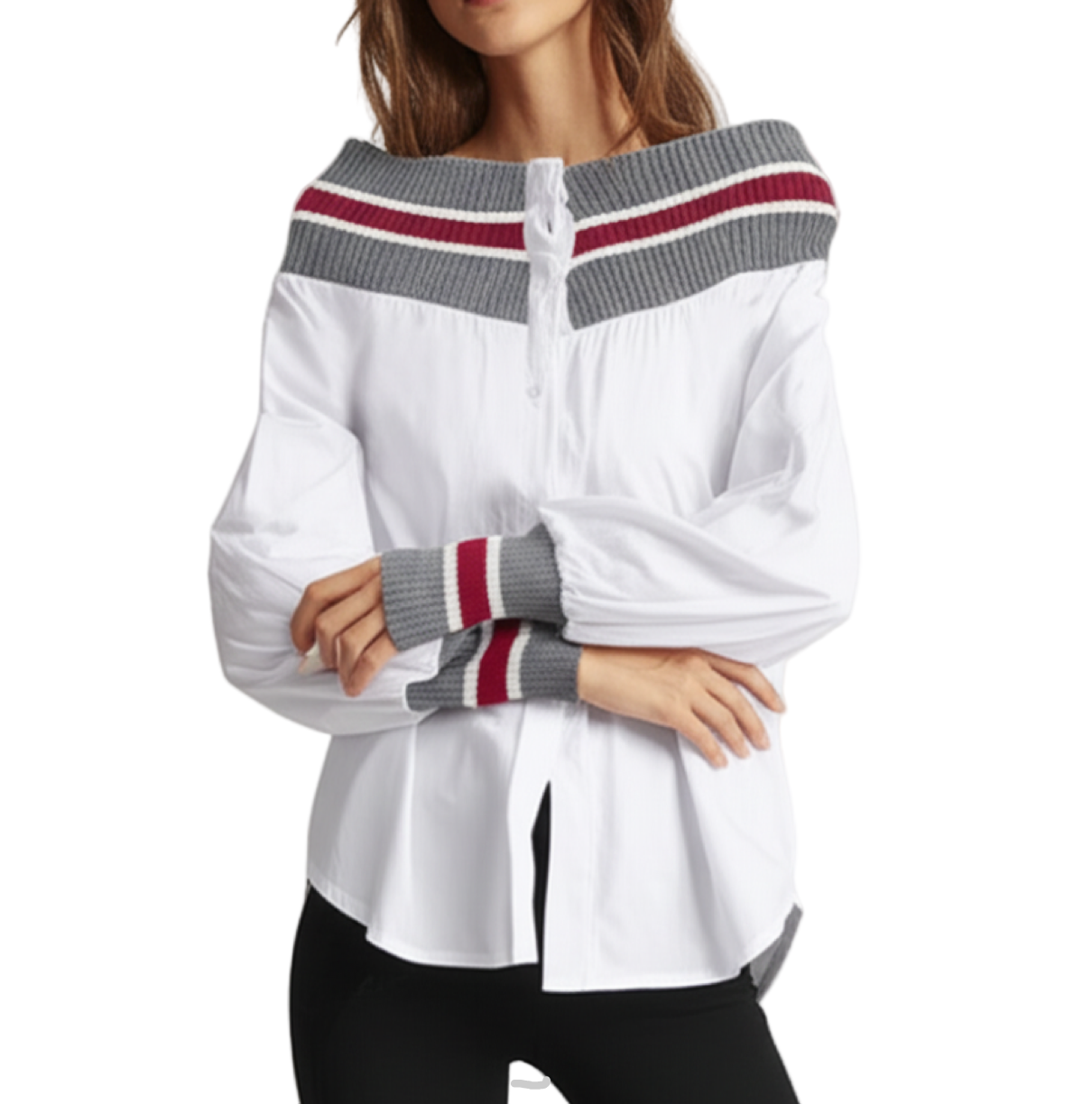 Trendy & Elegant Striped Off Shoulder Women's Shirts - B6-TOP-B671