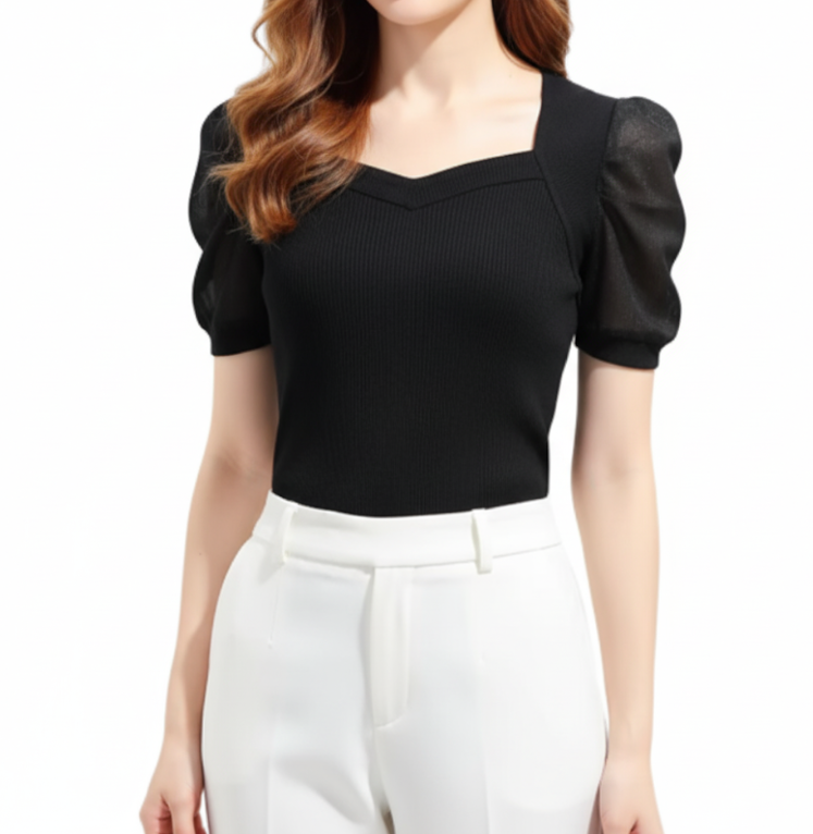 Trendy & Timeless Women's Elegant Short Sleeve Top SHIRT-BL133