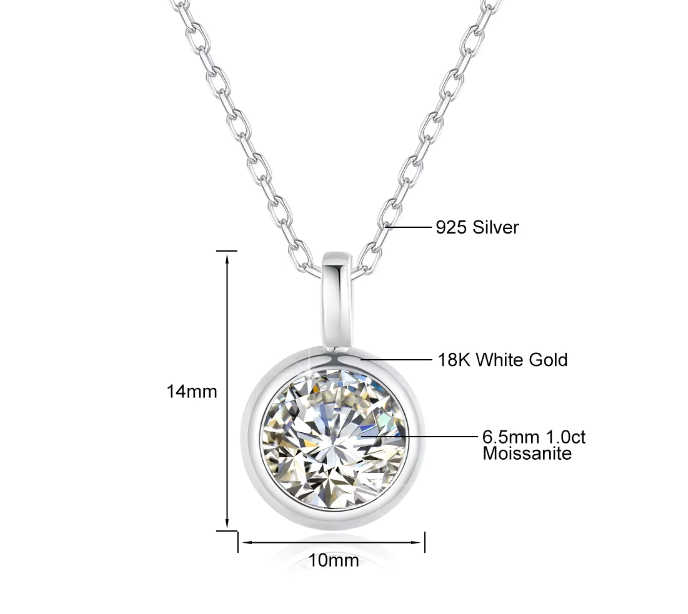 1 Carat Moissanite Diamond 18K 5d Gold Pendant Necklace for Woman – B1-GNC-02