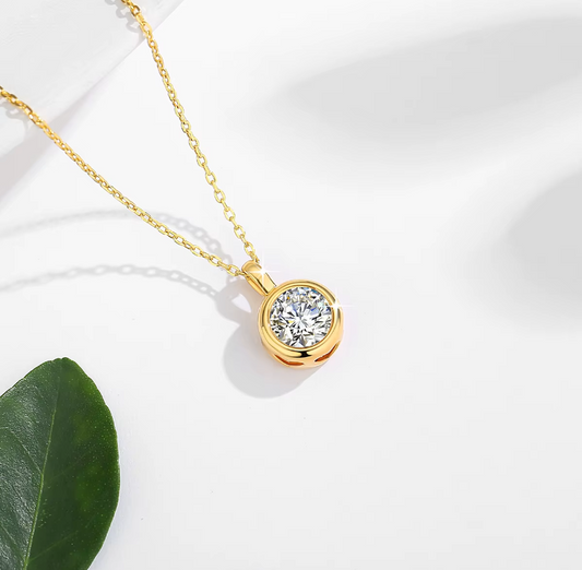 1 Carat Moissanite Diamond 18K 5d Gold Pendant Necklace for Woman – B1-GNC-02