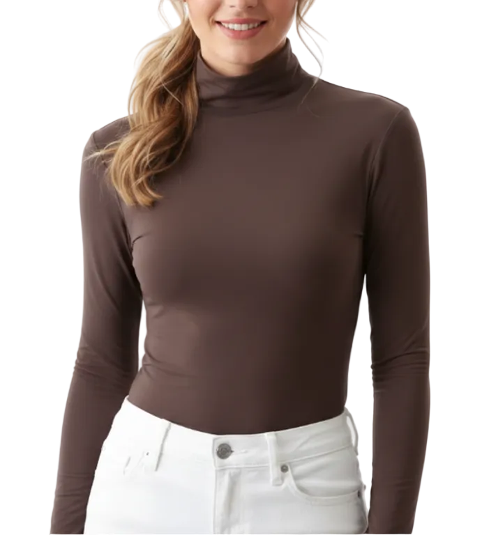 Women High Neck Long Sleeve SOFT & Stretchy Shirt B2-BL-1014