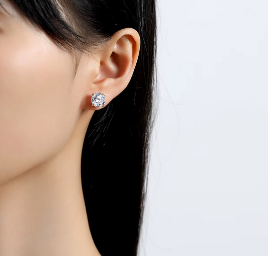18K Soild Gold Au750 Gold with 2 Carat D Color Vvs1 Round Brilliant Cut Moissanite Diamond Earrings B1-G-ER-03-CCC