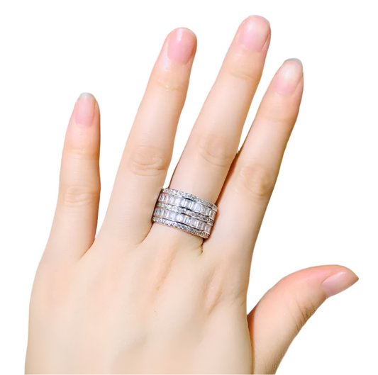 2 Row Gorgeous Cubic Zirconia Pave Engagement RING-RG-07