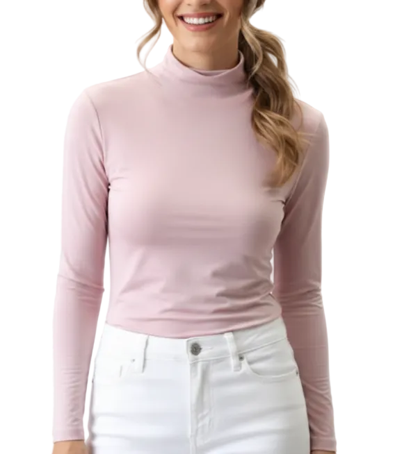 Women High Neck Long Sleeve SOFT & Stretchy Shirt B2-BL-1014