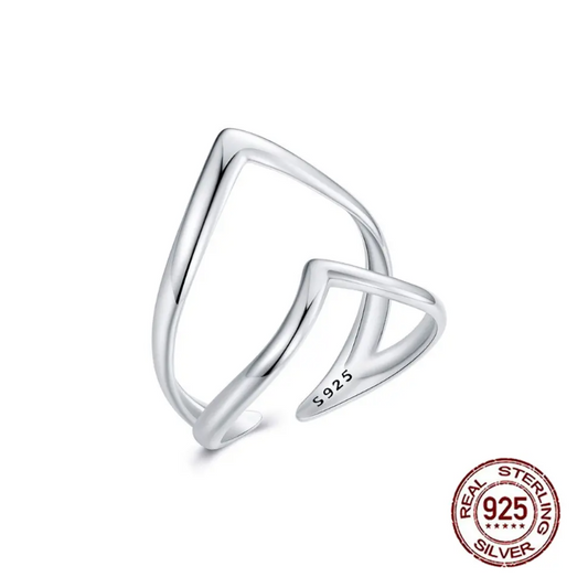 925 Sterling Silver Double-layer Adjustable Ring RG-24