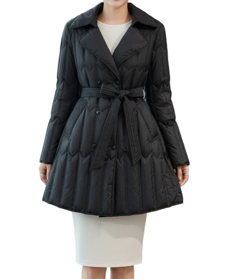 Timeless Ultra Light Waist Belt  90% White Duck Down Quilted Jacket for Women - B12-JKT- 70