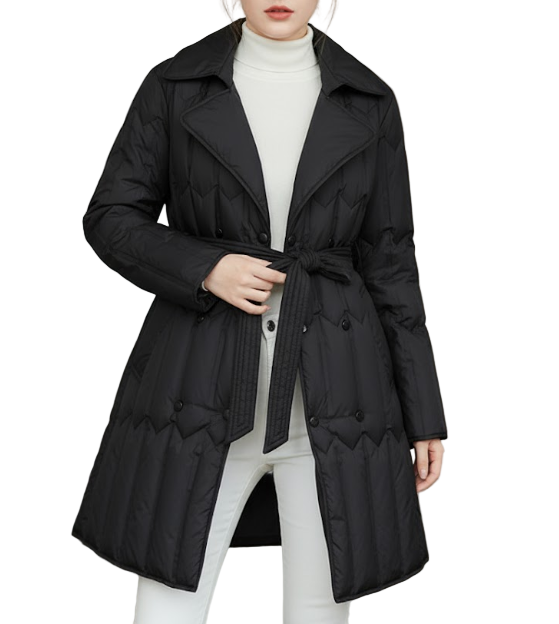 Timeless Ultra Light Waist Belt  90% White Duck Down Quilted Jacket for Women - B12-JKT- 70