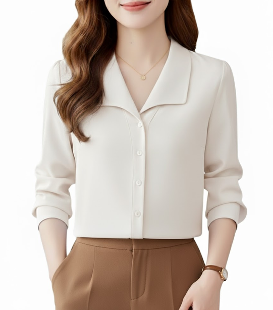 Timeless & Elegant Turn-down Collar Button Up Shirts for Women  - B13-TOP-345