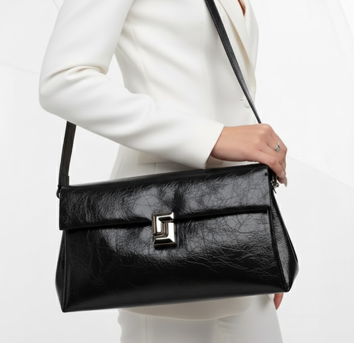 Timeless & Elegant Luxury Genuine Leather Flap Rectangular Shoulder Bag  Handbag - B14-PURSE-75