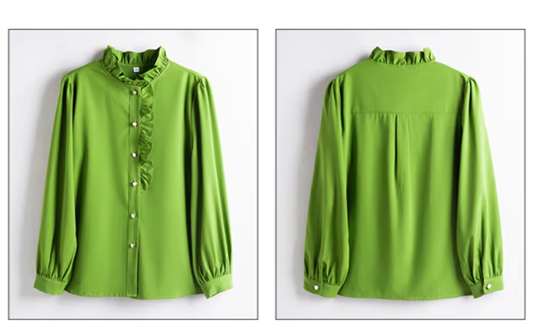 Trendy & Timeless Long Sleeve Ruffled Collar Blouses for Women - B15-TOP-21