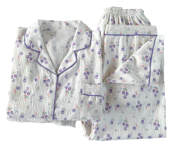 Comfortable Floral Print Cloud Cotton Short Sleeve Pajamas for Women -B16-PJ-04
