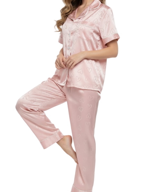 Comfortable Luxury Soft Ice Silk Long Sleeve  Pajama Set B2 – PJS-14AAA