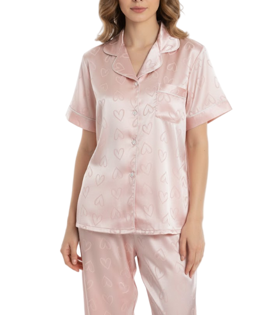 Comfortable Luxury Soft Ice Silk Long Sleeve  Pajama Set B2 – PJS-14AAA