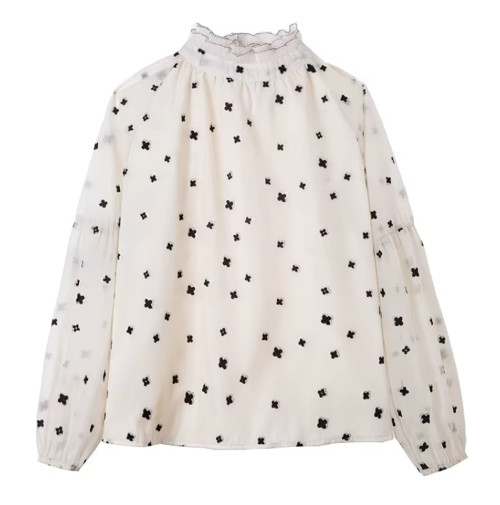 Timeless & Elegant Long Sleeve  Turtleneck Chiffon Blouse for Women  - B13-TOP-213