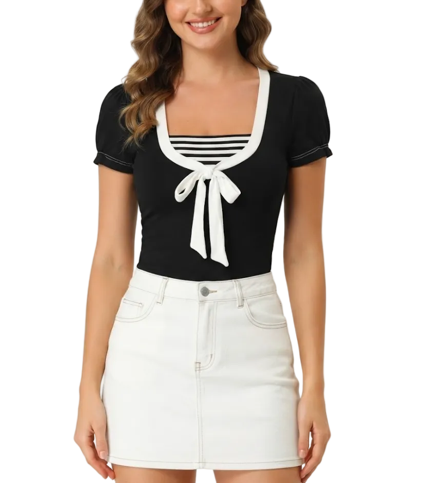 Timeless & Elegant Short Sleeve U-neck Tops for Women - BP-B20 -TOP-127