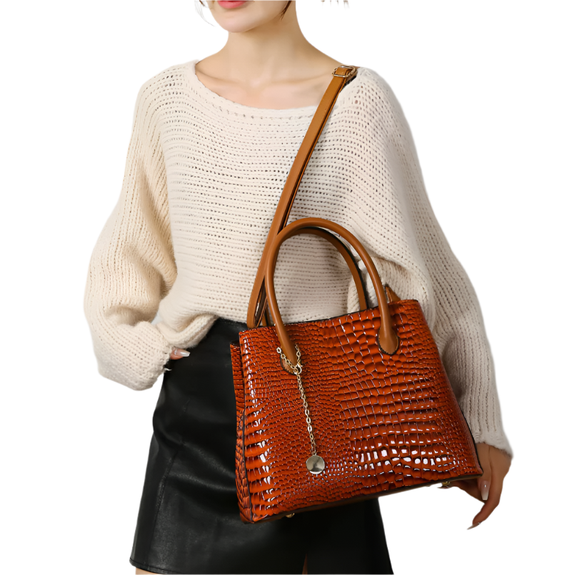 3PCS Crocodile Pattern Shoulder Crossbody Handbag BAG- 148