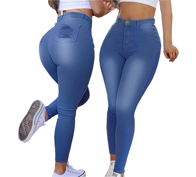 Trendy High Waist Blue Skinny Jeans for Women B1-JP-32