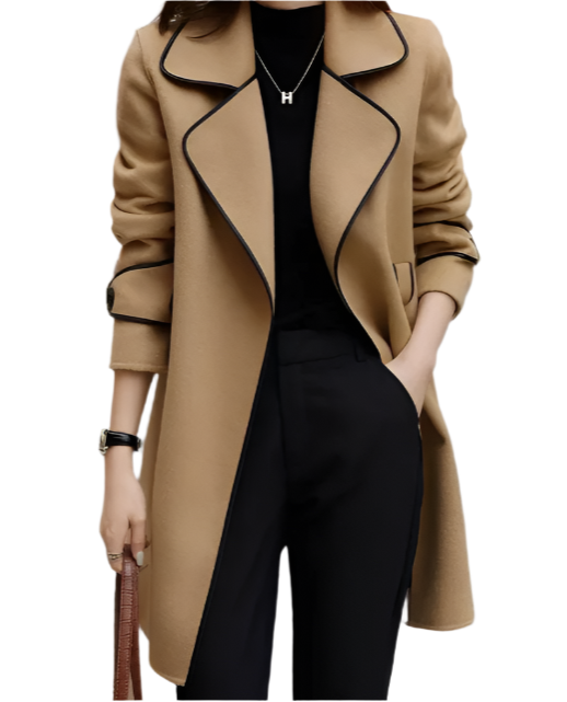 Classy & Timeless Lapel Lace Up Color Wool Jacket Coat -  B6-JKT-607